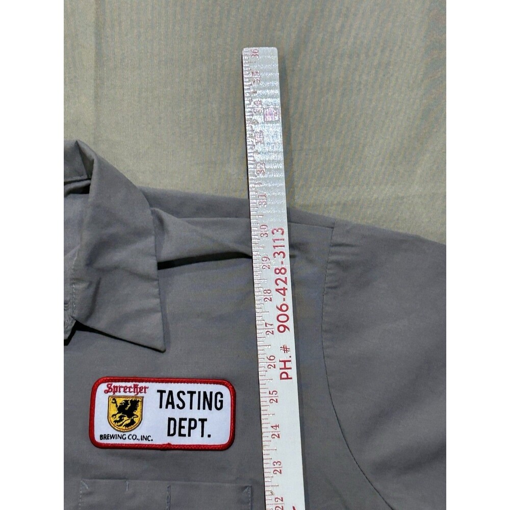 Red Cap Specker Brewing Co Button Up Work/Shop Shirt Gray Size XXL B15 - Picture 5 of 8